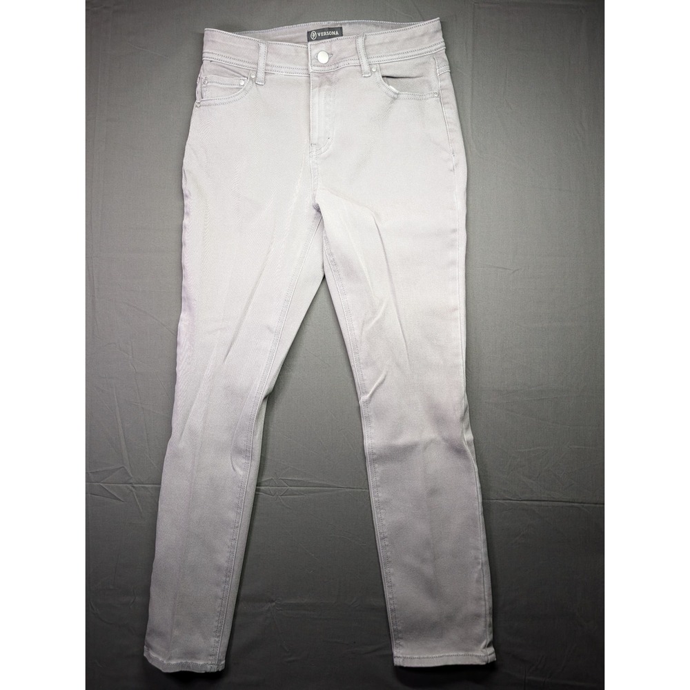 Versona Modern Skinny Pants Womens 6 Grey Mauve Stretch Twill Five Pocket